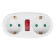 Maclean MCE338 F elektriskais sadalītājs ar slēdzi, 2 ligzdas, tips F, balts