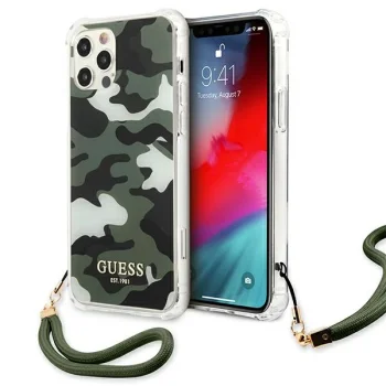 Guess GUHCP12MKSARKA Camouflage vāciņš iPhone 12 / 12 Pro Khaki