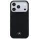 Mercedes Leather Semi Wrap Wood Effect MagSafe vāciņš iPhone 17 Pro Max, melns