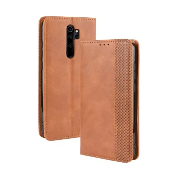 Xiaomi Redmi Note 8 Pro Vintage Style Magnetic Leather Wallet Case Cover, Brown | Telefona Vāciņš Maciņš Apvalks...