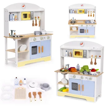 Ecotoys TL103013 bērnu koka virtuve ar 12 piederumiem