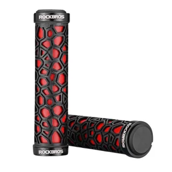 Rockbros 2017-14ARD velosipēda stūres rokturi, 22 mm, melni un sarkani
