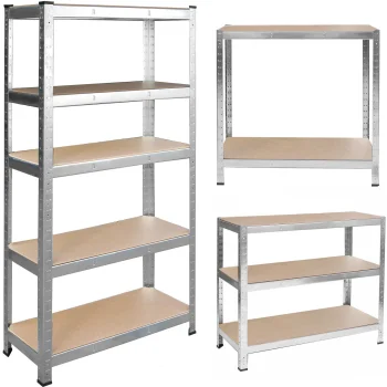 Humberg 4850 metāla noliktavas plaukts 205x120x45 cm sudraba