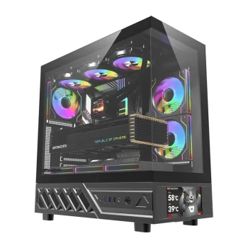 Datora korpuss DarkFlash DS950V ar IPS displeju un 6 ventilatoriem, melns