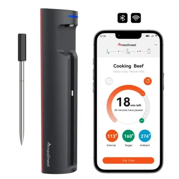 Viedais virtuves termometrs Meatmeet Pro, Bluetooth / Wi-Fi, melns