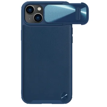 Nillkin CamShield Leather S iPhone 14 Plus vāciņš ar kameras vāciņu, zils