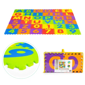 Ecotoys EVA putu puzles paklājiņš bērniem ar burtiem un cipariem 178x178 cm