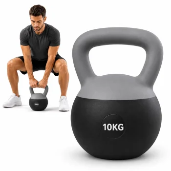 Kettlebell 10 kg Premium ar mīkstu pamatni, pelēks