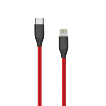 Extra Digital silikona kabelis USB Type-C - Lightning 1m, sarkans