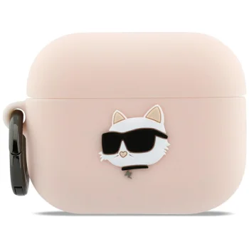 Karl Lagerfeld Silicone Chaupette Head 3D maciņš AirPods Pro 3, rozā
