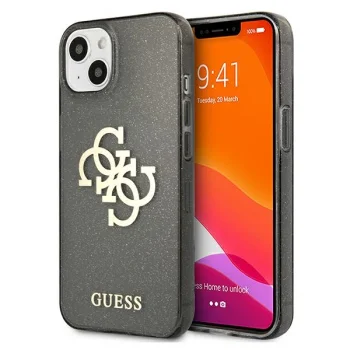 Guess iPhone 13 mini vāciņš Glitter 4G Big Logo, melns