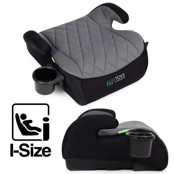 Ecotoys bērnu autokrēsliņš-paliktnis i-Size (125-150 cm) ar dzērienu turētāju