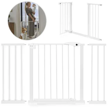 Ecotoys drošības vārtiņi kāpnēm un durvīm, 74-132 cm, tērauds, balti