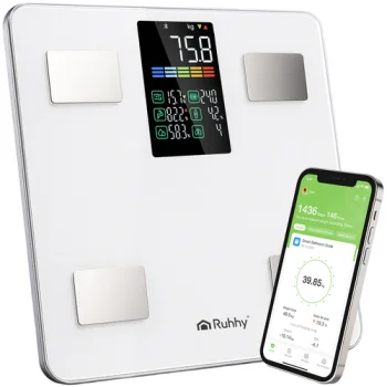 Ruhhy 00020676 analītiskie ķermeņa svari ar LCD, līdz 226 kg, balti