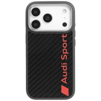 Audi R8 Carbon Fiber MagSafe vāciņš viedtālrunim iPhone 17 Pro, melns