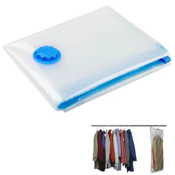 Piekarināms vakuuma maiss ar āķi apģērbu, drēbju uzglabāšanai, 70x145 cm | Hanging Vacuum Clothing Storage Bag...