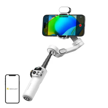 Aochuan Smart X2 viedtālruņa stabilizators ar RGB apgaismojumu, balts
