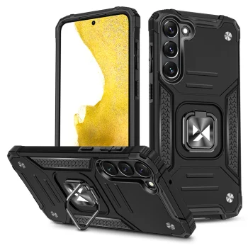 Vāciņš Wozinsky Ring Armor telefonam Samsung Galaxy S23 ar gredzenu, melns