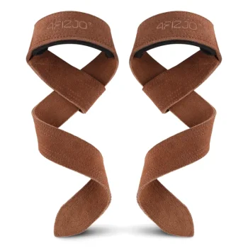 4FIZJO ādas treniņu siksnas vilkmei Deadlift Straps, brūnas