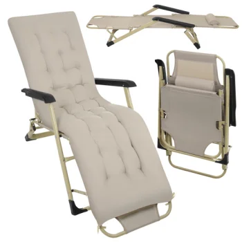 Saliekams dārza zvilnis Trizand 178cm ar spilvenu, bēšs