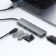 Acefast J18 USB-C 6-in-1 USB centrmezgls (HDMI 4K, PD 90W), pelēks