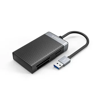 Atmiņas karšu lasītājs Orico CL4D-A3 USB-A 3.0 SD microSD CF MS, melns/sudraba