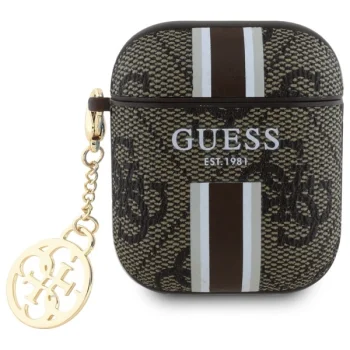 Aizsargājošs maciņš Guess GUA2P4RPSW AirPods 1/2, 4G Printed Stripes Charm, brūns