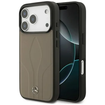 Mercedes Leather The Move MagSafe vāciņš iPhone 17 Pro, bēšs (Taupe)