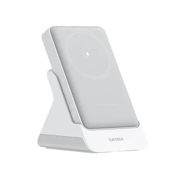 Cuktech WPB100N 10000mAh magnētiskais ārējais akumulators ar statīvu, 20W, balts