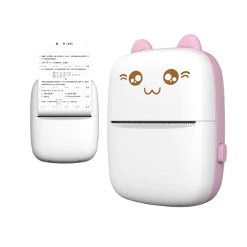 HURC9 mini termoprinteris ar Bluetooth Mini Kitty, rozā