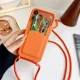 Silikona vāciņš iPhone 17 Pro / 18 Pro ar karšu kabatu un pleca siksniņu, oranžs