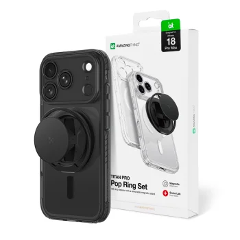 Vāciņš AmazingThing Titan Pro Pop Lens telefonam iPhone 18 Pro Max ar statīvu, melns