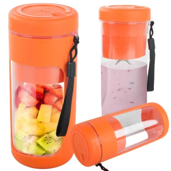 Pārnēsājams bezvadu blenderis smūtijiem 450 ml ar USB uzlādi, oranžs