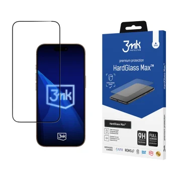 Aizsargstikls 3mk HardGlass Max priekš Apple iPhone 17 Pro Max, melns