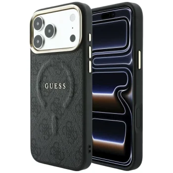 Guess Embossed 4G Classic MagSafe vāciņš iPhone 17 Pro / 18 Pro, melns