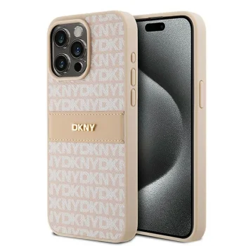 Dkny iPhone 15 Pro Max vāciņš Leather Mono Stripe & Metal Logo, rozā