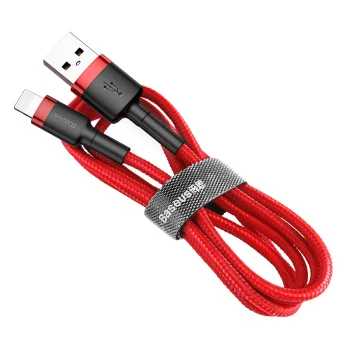 Baseus Cafule USB uz Lightning kabelis 2.4A QC 3.0, 0.5m, sarkans