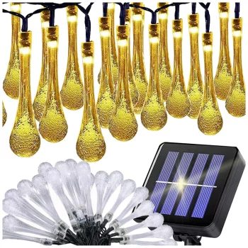 Saules LED virtene dārzam ar 20 ledoņām, silti balta