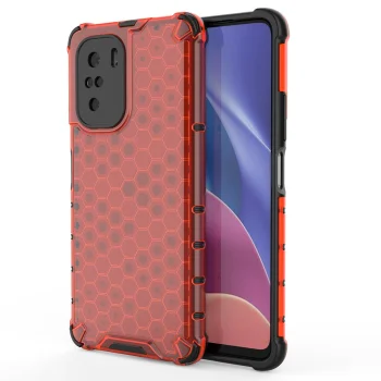 Vāciņš Xiaomi Poco F3 / Redmi K40 / K40 Pro, Honeycomb ar TPU malu, sarkans