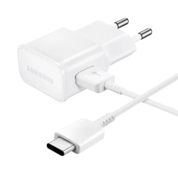 Sienas lādētājs Samsung EP-TA200EWE 15W USB-A ar USB-C kabeli, balts