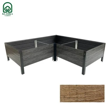 Paaugstinātā dārza dobe KLASIKA Woodlook L-veida, brūna, 146x146x30 cm
