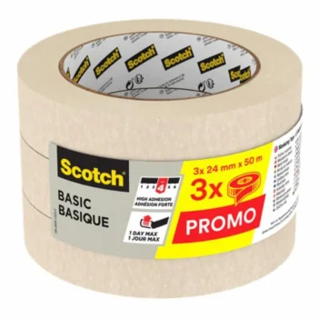 Krāsotāju līmlente Scotch Basic 24 mm x 50 m, bēša, 3 gab.