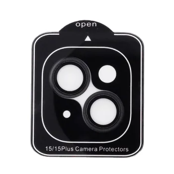 Kameras aizsargstikls Apple iPhone 15 / 15 Plus, melns
