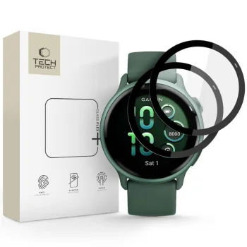 Tech-Protect Glass Flex+ hibrīda aizsargstikls Garmin Vivoactive 6, 2 gab., melns