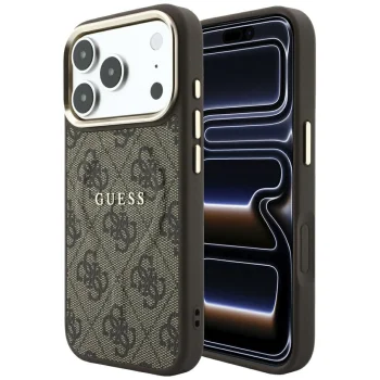 Guess Embossed 4G Classic MagSafe vāciņš priekš iPhone 17 Pro / 18 Pro, brūns