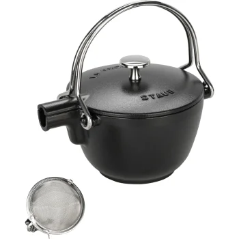 Čuguna tējkanna Staub 1,15 L, apaļa, melna