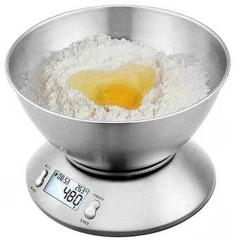 Digitālie virtuves svari ar nerūsējošā tērauda bļodu 5 kg LCD, sudraba