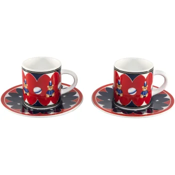 Bialetti Joyful Memories espresso tasīšu komplekts ar apakštasītēm, 2 gab.