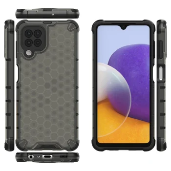 Aizsargvāciņš Samsung Galaxy A22 4G Honeycomb Case ar TPU apmali, melns