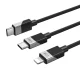 Bwoo pīts 2-in-1 kabelis USB-C uz USB-C un Lightning, 1m, 100W/27W, melns
